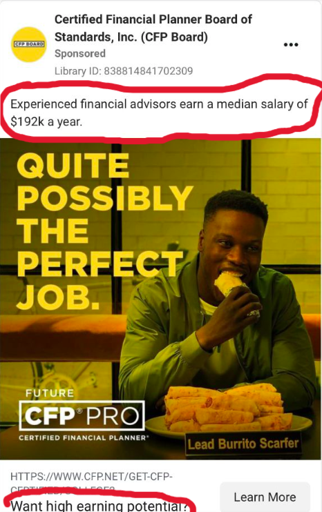 CFP Pro is a great career choice for a burrito snarfer.